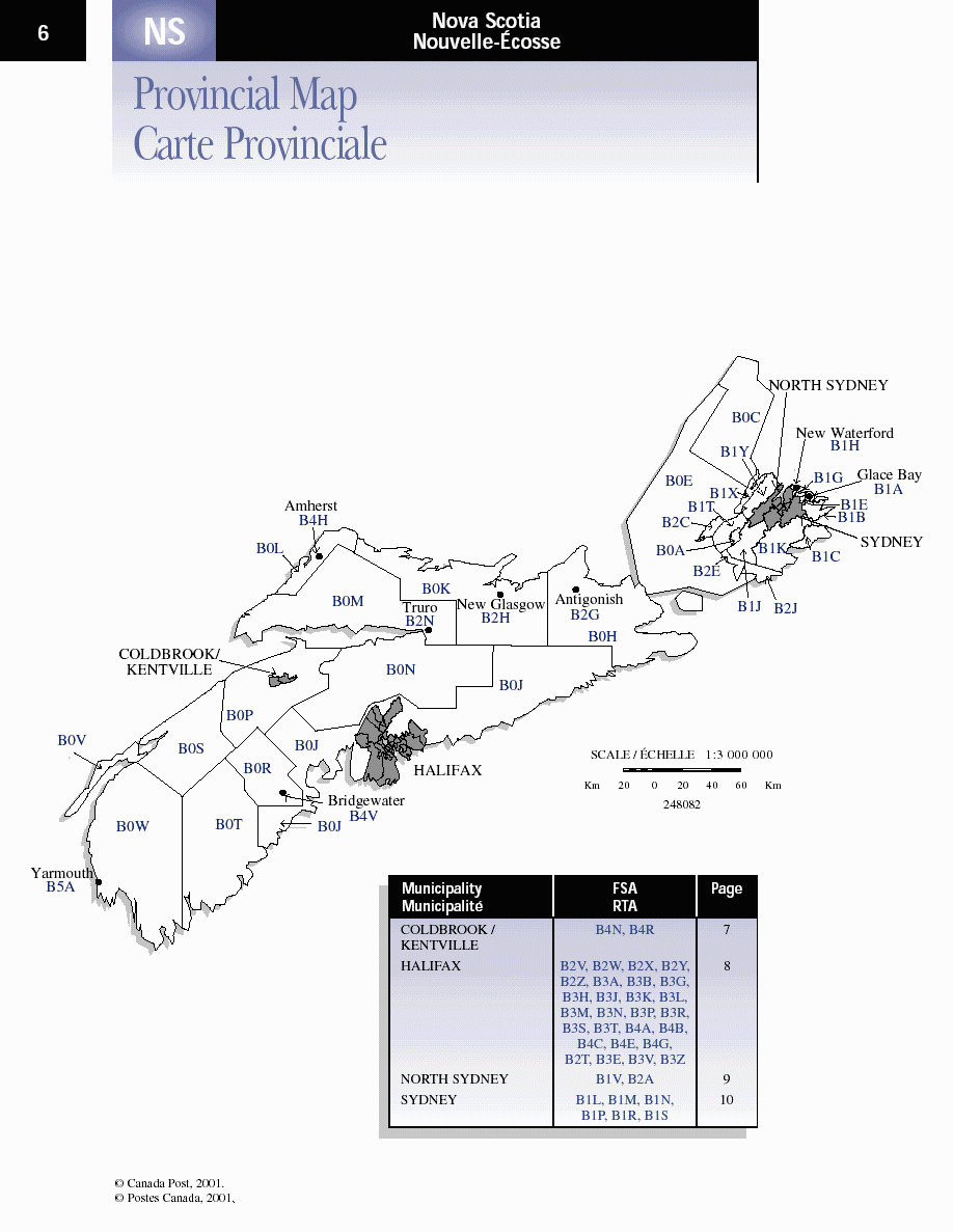 Nova Scotia Postal Codes