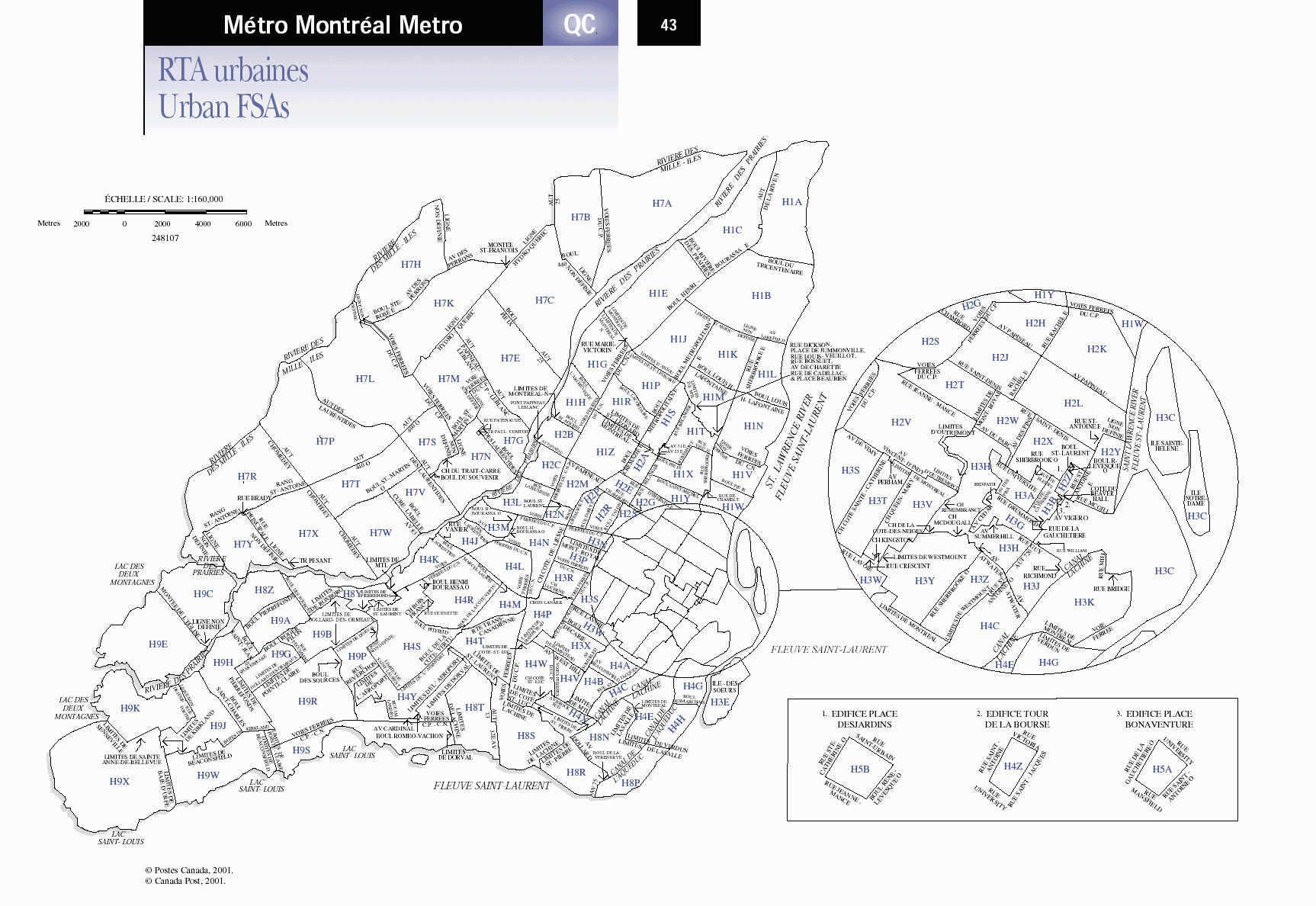 Montreal Metro Postal Codes