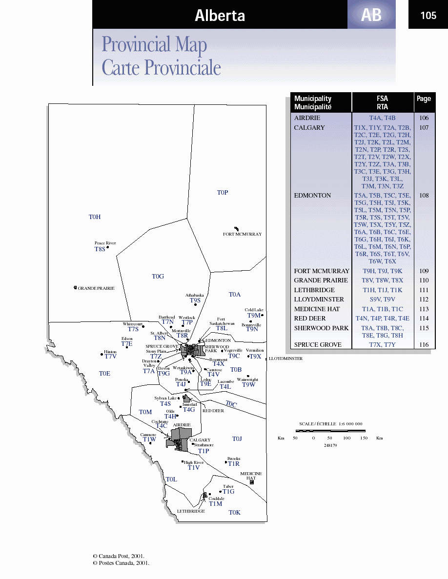 Canada Postal Code Map Alberta