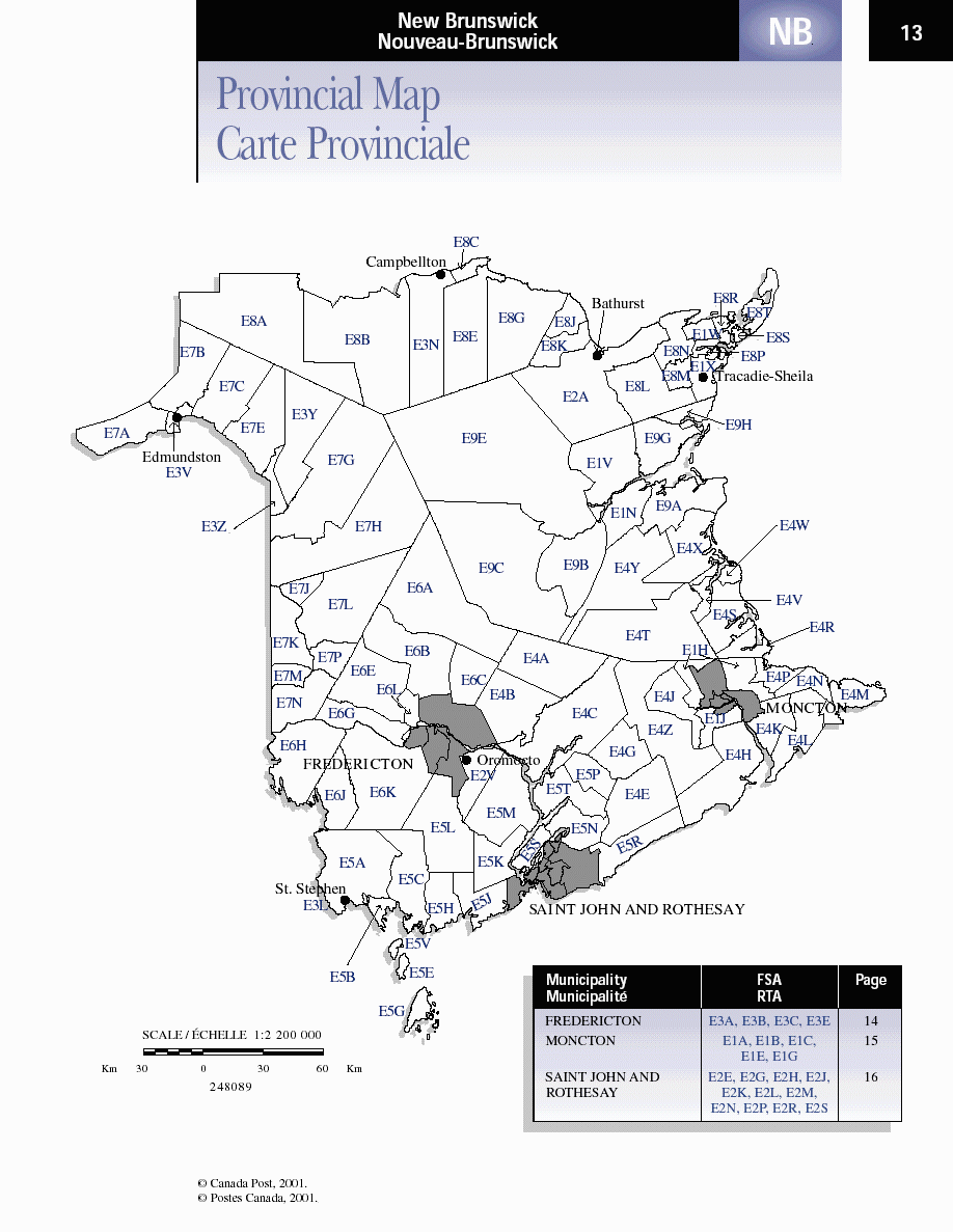 Nb Postal Code Map Business Sell Canada - New Brunswick Postal Codes