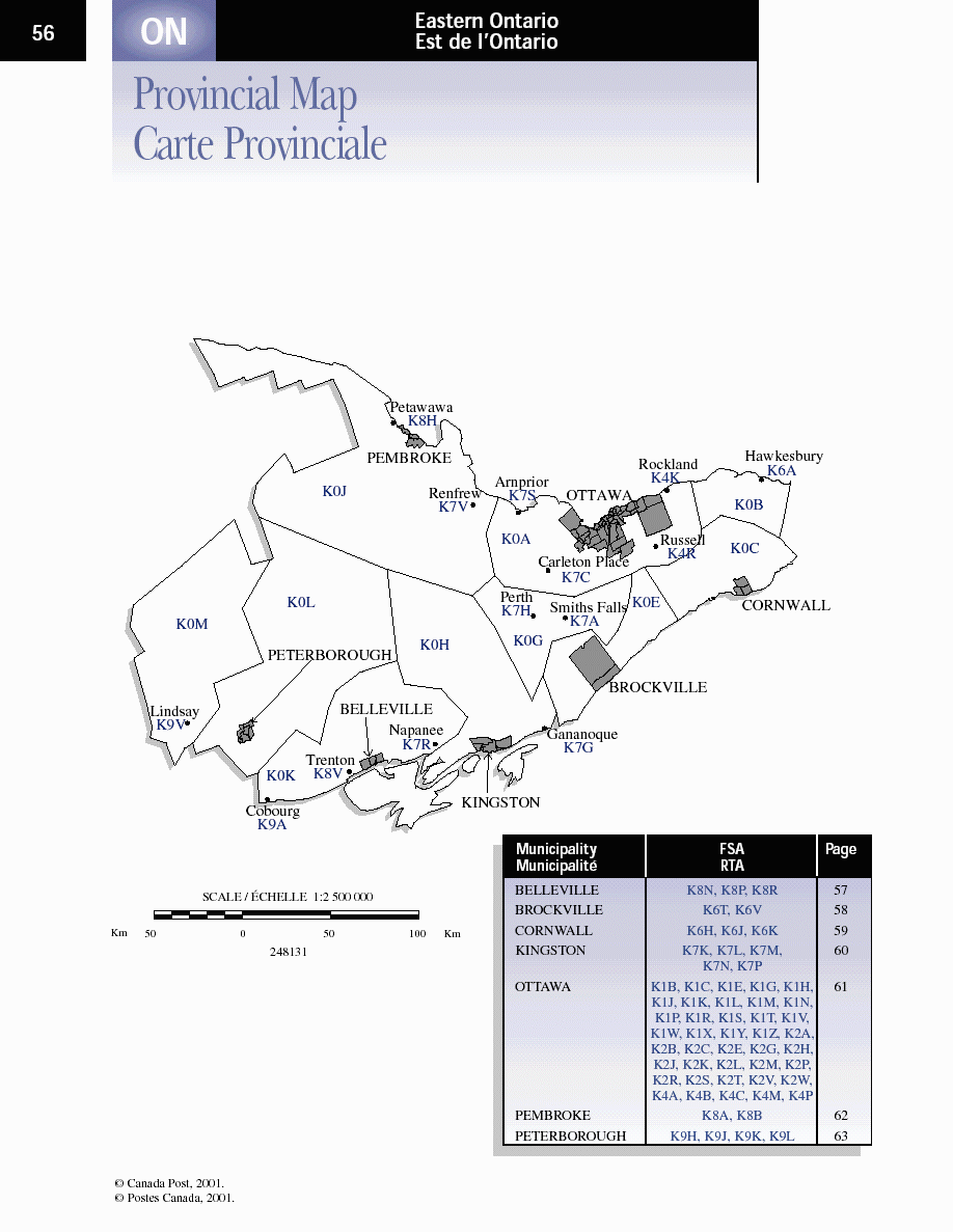 Ontario Canada Zip Code Map