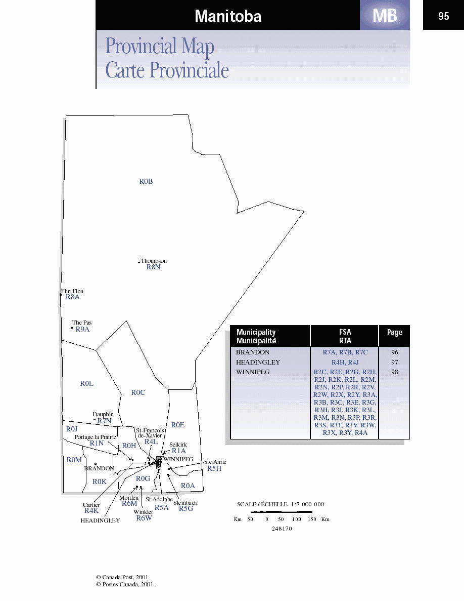 Manitoba Postal Codes