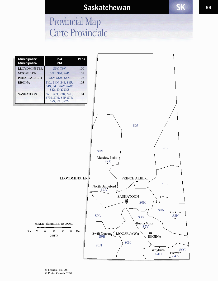 Saskatchewan Postal Codes