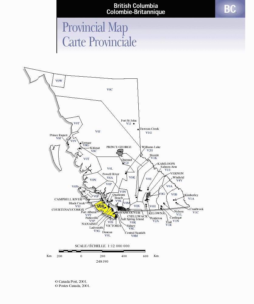 British Columbia Postal Codes